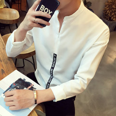 秋季时尚个性长袖t恤男士修身大码上衣服韩版青年学生潮流胖男装