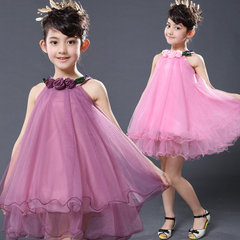 女童连衣裙2016夏季新款韩版中大儿童公主纱裙舞蹈演出礼服裙子