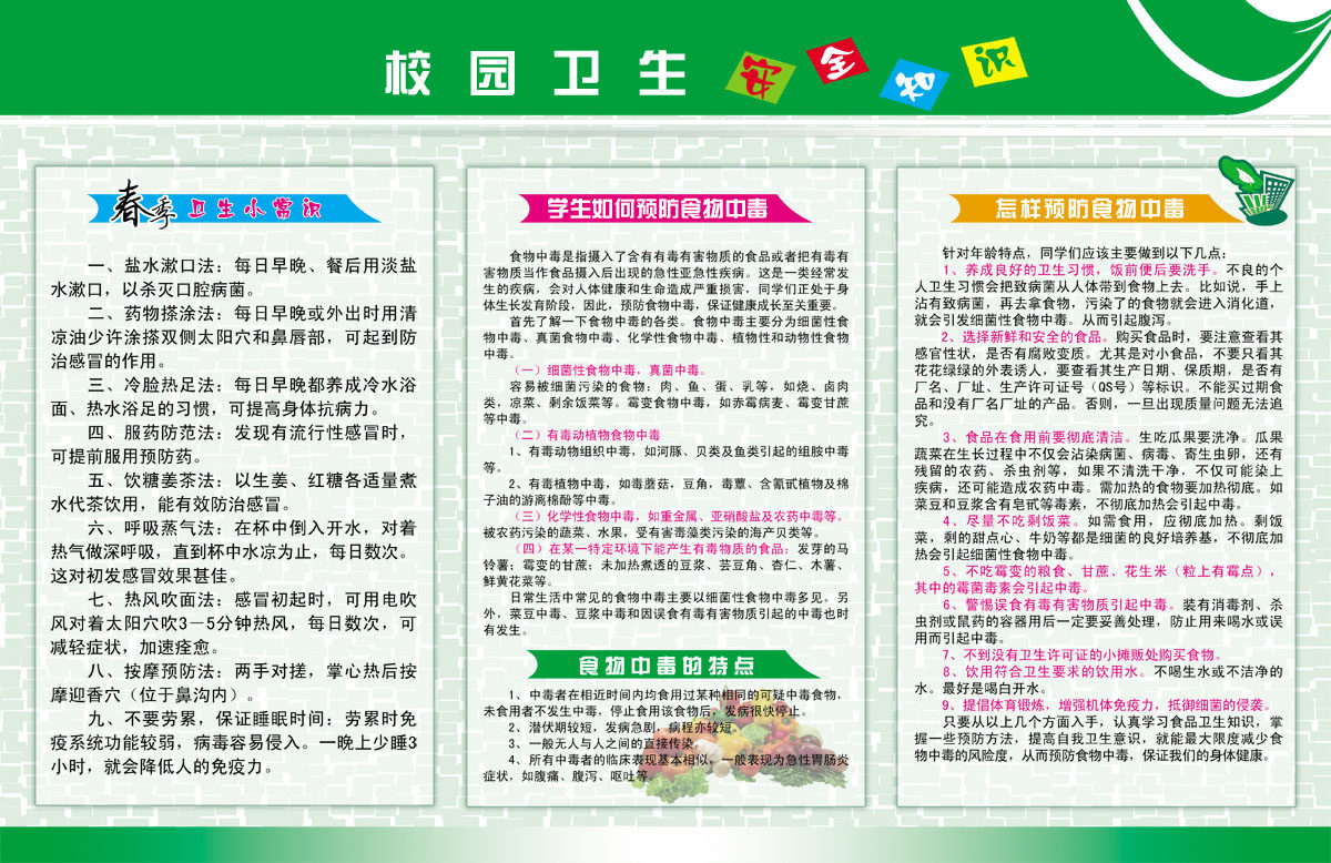海报印制展板写真喷绘学校校园春季卫生安全写真