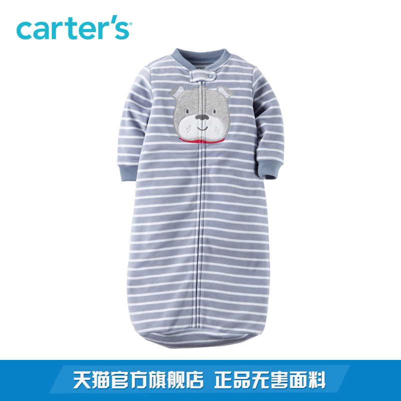 Carter's1件式男婴儿蓝色条纹长袖睡袋摇粒绒小狗宝宝用品118G624产品展示图4