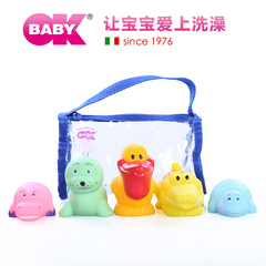 意大利OKBABY宝宝洗澡玩具5种动物造型正品婴儿戏水可爱玩具套装