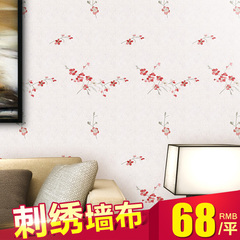 高档刺绣无缝墙布 韩式中式田园客厅卧室电视背景无纺壁布 CX05