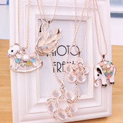 Cool na long dress of Korean rhinestones jewelry pendant women sweater chain necklace Joker character Opal 4132