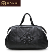 Honggu red Valley counters authentic new pop first layer leather shoulder bag zipper handbag 1859