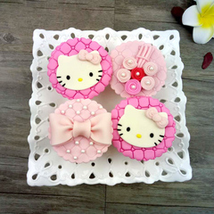 hello kitty凯蒂猫粉色翻糖杯子蛋糕女孩公主生日甜品台定制10个