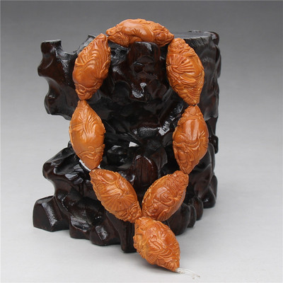 名家苏工橄榄核雕 史小军【钟馗手串】3.5cm