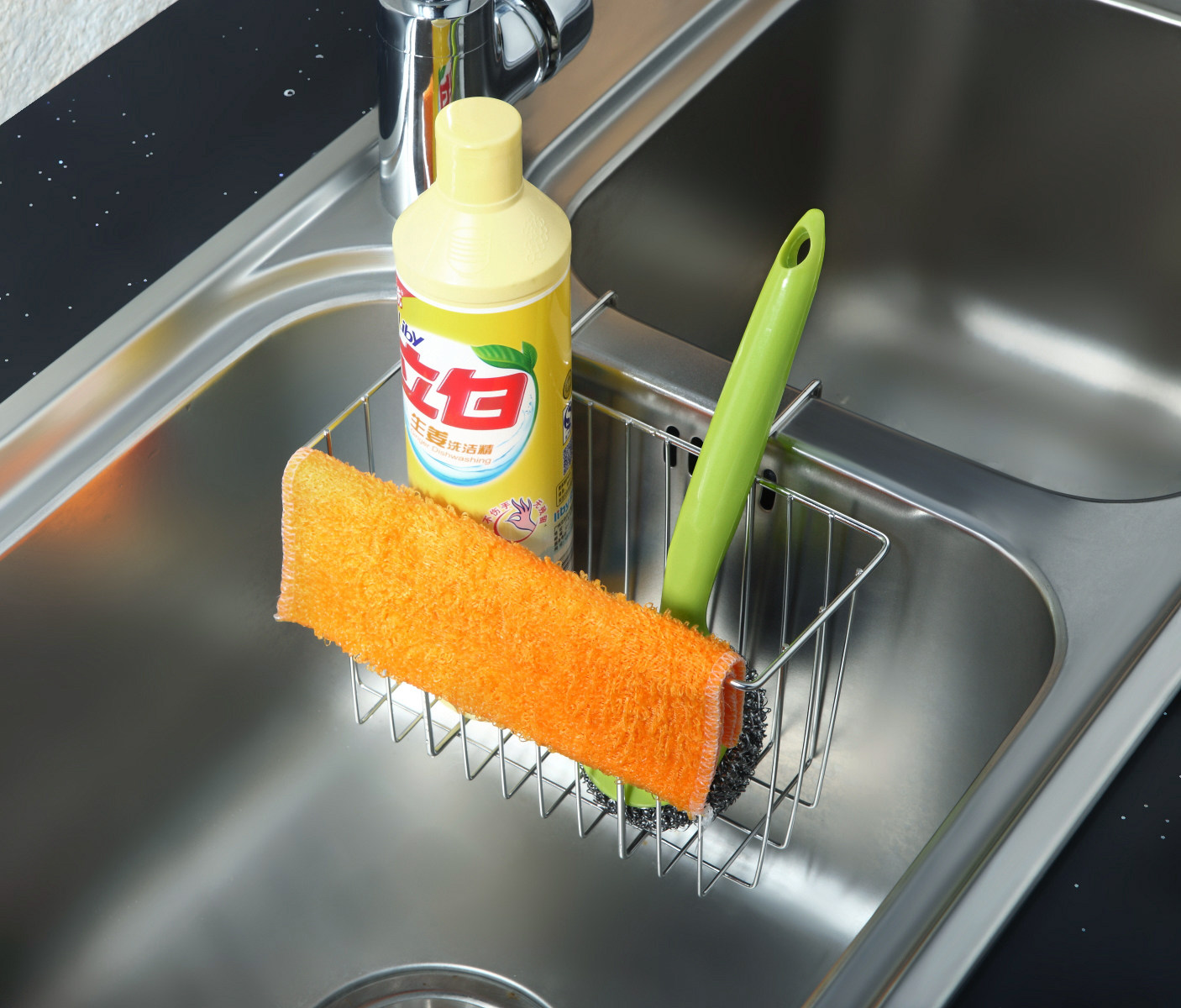 厨房沥水篮水槽沥水挂篮厨房收纳304不锈钢挂篮洗碗布收纳滤水架