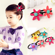 Know Richie Korean cute double flower hair tie string EVA sunflower children''s hair accessories hair rope end accessories