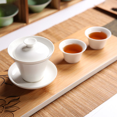 静渔 功夫茶具白瓷盖碗茶滤茶杯子 泡茶茶碗便携旅行茶具配件特价