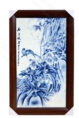 景德镇陶瓷器青花瓷板画壁画装饰画客厅挂画名家工笔国画石上流香