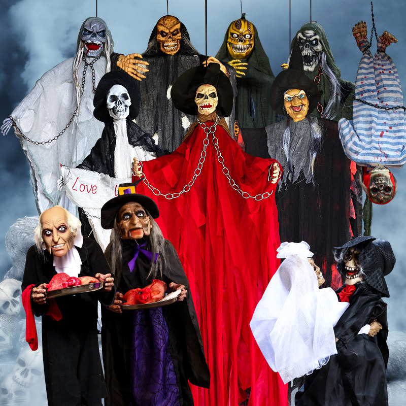万圣节装饰用品恐怖道具鬼屋酒吧ktv吊鬼挂件大鬼发光鬼人声控鬼-mc母