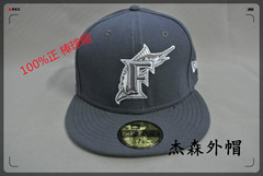 包邮 美职棒球帽 59FIFTY 灰色F鱼 街舞HIPOP帽