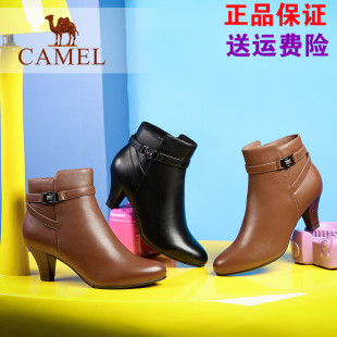 lv皮帶為何有皮質和帆布2種材質 正品Camel 駱駝女鞋2020秋冬新款簡約氣質皮帶扣通勤真皮女靴短靴 lv皮帶表