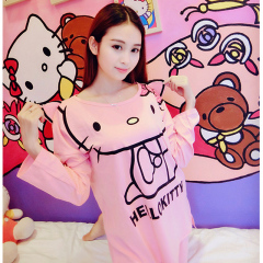 hello kitty睡衣春秋季睡衣女士纯棉长袖可爱卡通女人家居服套装