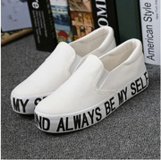 Korean wave clearance specials feet lazy leisure platform pedal shoe letter shoes student platform shoes canvas shoes