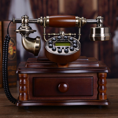 慕臻 新款实木仿古电话机欧式家用美式座机电话机创意复古电话机