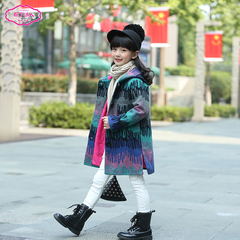 儿童装女童秋装2016新款韩版中长款呢子大衣12-15岁加厚毛呢外套