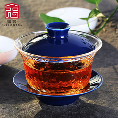 福容功夫茶具德镇陶瓷盖碗茶杯耐热玻璃茶壶泡茶大盖碗敬茶杯茶碗