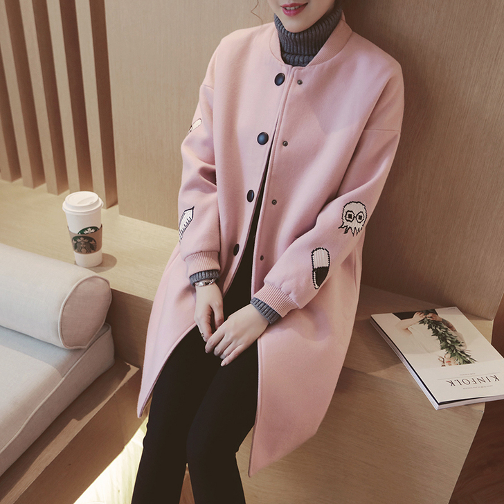 [转卖]T2239-2015冬新款女装韩版俏皮刺绣立领显瘦中