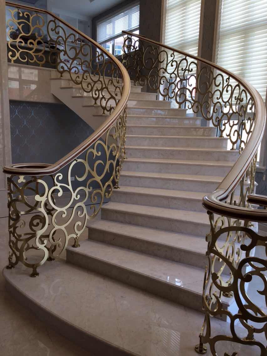 定做 纯铜楼梯扶手 铜栏杆 铜扶手 铜扶栏 铜围栏已售   ￥5980