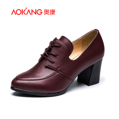 Aokang shoes fall 2015 New England ties and coarse with pointy ankle shoes leather casual shoes