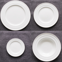 西餐盘子牛排盘纯白纯白碟家用圆盘陶瓷平盘酒店餐具简约创意骨瓷