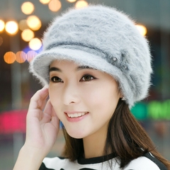 韩版帽子女兔毛帽秋冬针织双层加绒护耳帽毛线帽保暖冬天潮套头帽