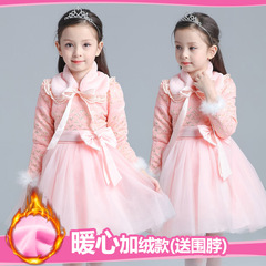 童装公主裙女童连衣裙长袖加绒加厚冬装小女孩裙子儿童花童礼服裙
