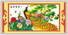 印花十字绣客厅大画大幅新款动物花草系列花开富贵孔雀牡丹迎客松