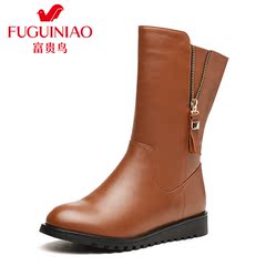 Rich bird 2015 winter flat boot Jurchen Martin boots, leather and velvet women's Europe and flat women boots