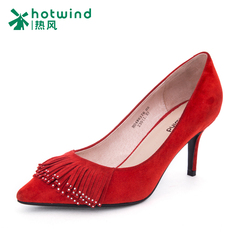 Hot spring of 2016 new tassel shoes women red high heel wedding shoes asakuchi stiletto pointy shoes H04W6176