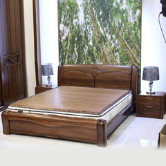 黑胡桃木床 全实木双人床1.8米高箱气压储物床现代中式胡桃木家具
