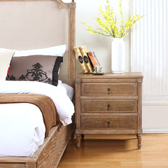 北欧床头柜 简约床头储物柜实木床头柜收纳柜复古 卧室床头柜
