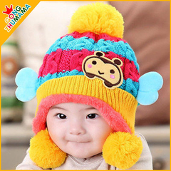 韩版婴儿童帽子女宝宝帽子冬季6-12个月加绒护耳帽秋冬毛线童帽男