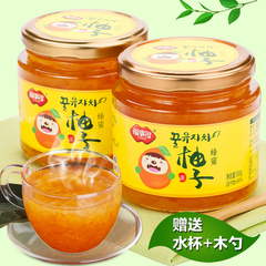 [送杯勺]福事多蜂蜜柚子茶500g 柠檬茶500g韩国风味水果茶冲饮品