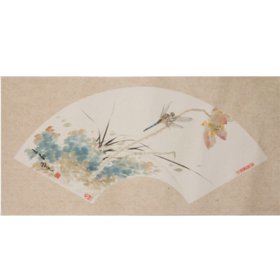 新生代画家 王菂-《扇面草虫》