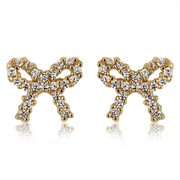 Mu-Mu-jewelry bow control imitation diamond small Stud Earrings cute Japanese and Korean Korea temperament earrings Korean accessories 285