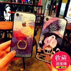 仙鹤iPhone6Plus手机壳挂绳苹果6保护套可爱卡通指环七6P硅胶女