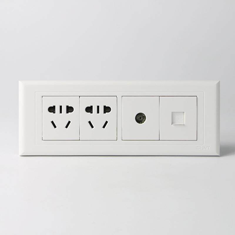 正品正泰电工118型四位面板10孔十孔二插加电视电脑组合插座