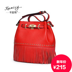 Camilla Qi Europe tassel bag shoulder bag Messenger bag 2015 the new autumn and winter red leather handbag