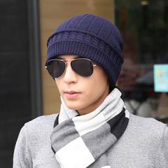 男士冬季毛线帽韩版保暖护耳帽加绒加厚晴纶套头帽女针织帽潮帽子