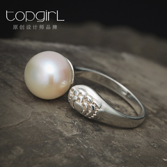 TOPGIRL原创纯手工时尚女珍珠925银戒指食指指环首饰品生日礼物