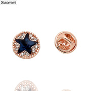 Smiling post Korean men and women five-pointed collar pin brooch Crystal rhinestone brooch small coat of arms