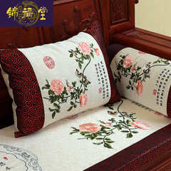 锦福堂中式刺绣红木沙发坐垫实木沙发棉麻亚座垫套家具圈椅可定做