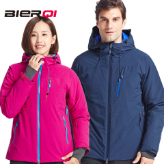 比尔齐户外运动滑雪服 男女士冬季连帽保暖加厚弹力滑雪衣防寒服