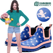 RAINBELT color pony fashion rain boots women's short tube Korean boots ladies water shoes, warm and plush package mail