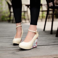 Designer shoes in spring 2015 Korean head light in high heels shoes classic Velcro shoes wedges platform shoes