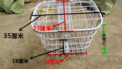 新品电动自行车专用前车篮 加重车蓝车筐 白色加粗管带盖前车蓝子