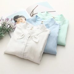 2016春夏新款韩版纯色衬衣女荷叶袖短袖立领小耳朵衬衫女打底衫