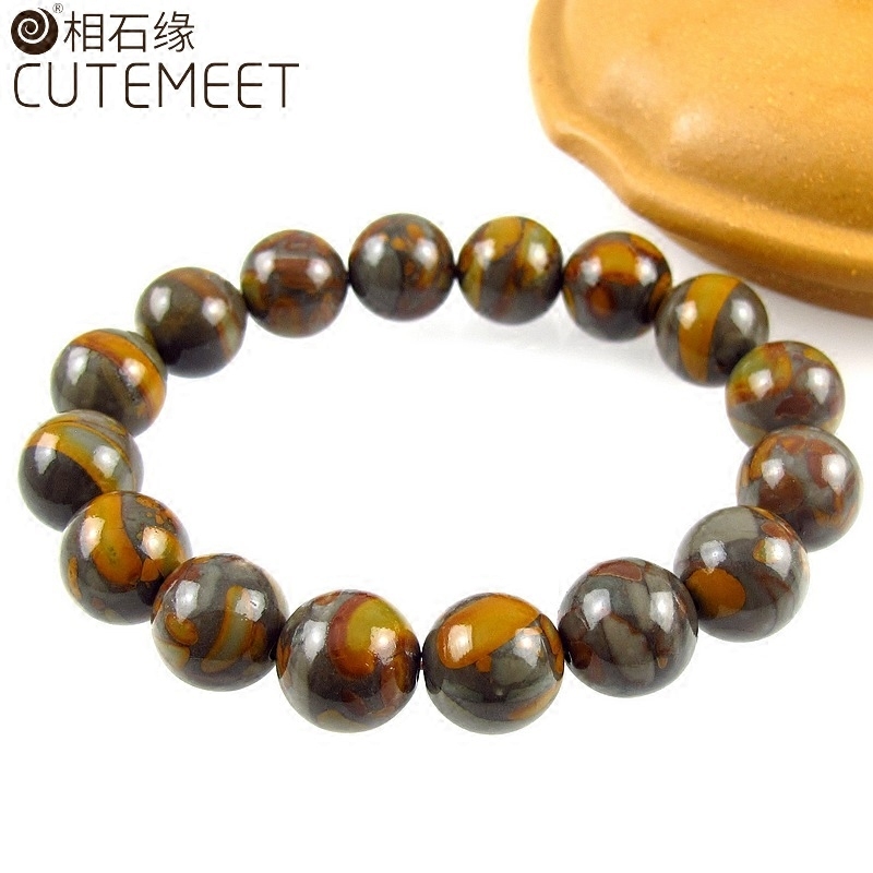 相石缘8-10-12mm天然女娲石竹叶玉石手链女手串佛珠饰品礼品